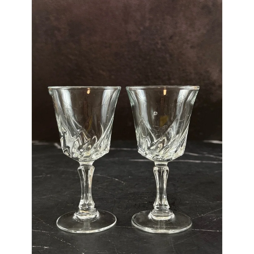 VTG PAIR (2) Cristal D'Arques Flammes Clear Sherry Cordial Apertif Glasses